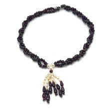 Natural Garnet Rondelle Facet Cut & Pearl Twisted Gemstone Necklace