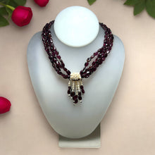 Natural Garnet Mani & Pearl Gemstone Handmade Necklace