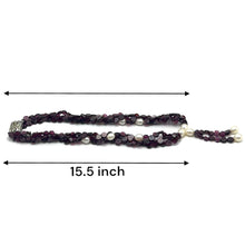 Natural Garnet Button & Plain Pearl Twisted Gemstone Necklace