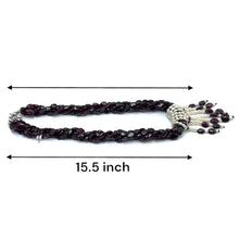 Natural Garnet Mani & Pearl Rice Twisted Gemstone Necklace