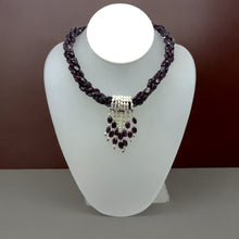 Natural Garnet Mani & Pearl Rice Twisted Gemstone Necklace