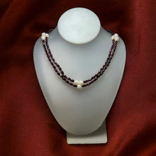 Natural Garnet with Pearl Oval Smooth Gemstone Necklace