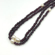 Natural Garnet Tyre & Button Pearl Duo Strand Gemstone Necklace