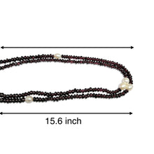 Natural Garnet Tyre & Button Pearl Duo Strand Gemstone Necklace