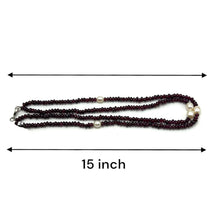 Natural Garnet Tyre & Plain Pearl Two Strand Gemstone Necklace
