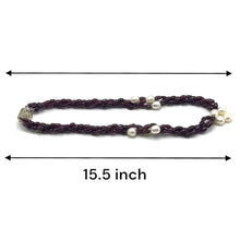 Natural Garnet Balloon & Plain Pearl Three Strand Gemstone Necklace