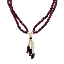 Natural Plain Garnet Tube & Pearl Gemstone Necklace