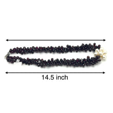 Natural Garnet Drop & Button Pearl Gemstone Necklace