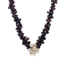 Natural Garnet Drop & Pearl Oval Gems Handmade Necklace