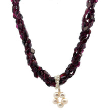 Natural Garnet & Plain Pearl Twisted Fancy Gemstone Necklace