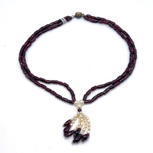 Natural Plain Garnet Tube & Pearl Gemstone Necklace