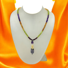 Spessartite Natural, Amethyst, Tanzanite, Citrine, and Peridot Necklace