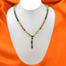 Black Tourmaline Natural, Tsavorite, Peridot, and Spessartite Garnet Necklace