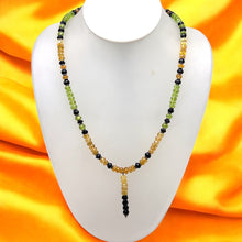 Black Tourmaline Natural, Citrine, and Peridot Gemstone Necklace