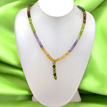 Citrine Natural, Amethyst, Peridot, Tsavorite, and Green Tourmaline Necklace