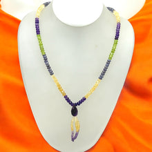 Peridot Natural, Tanzanite, Citrine, and Amethyst Gemstone Necklace