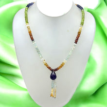 Iolite Natural, Peridot, Citrine, Aquamarine, Spessartite, and Amethyst Necklace