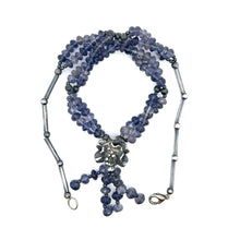 Natural Iolite Rondelle Briolette Cut Beads Semiprecious Necklace Earring Set