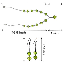 Natural Peridot Briolette Heart Gemstone Station Style Necklace Earring Set