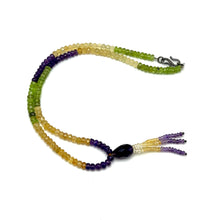 Peridot Natural, Citrine, and Amethyst Gemstone Necklace