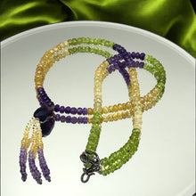 Peridot Natural, Citrine, and Amethyst Gemstone Necklace