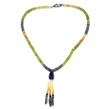 Peridot Natural, Citrine, Tanzanite, and Amethyst Necklace
