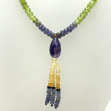 Peridot Natural, Citrine, Tanzanite, and Amethyst Necklace
