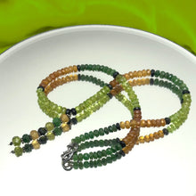 Tsavorite Natural, Spessartite Garnet, Peridot, and Black Tourmaline Necklace