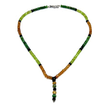Peridot Natural, Black Tourmaline, Spessartite, and Tsavorite Necklace