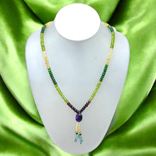 Garnet Natural, Peridot, Citrine, Blue Topaz, Tsavorite, and Amethyst Necklace