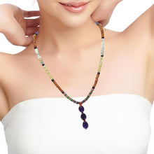 Tanzanite Natural, Spessartite, Black Tourmaline, Aqua, Citrine, Tsavorite, and Amethyst Necklace