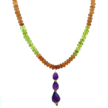 Peridot Natural, Spessartite, Citrine, and Amethyst Necklace