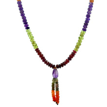 Green Tourmaline Natural, Citrine, Spessartite, Carnelian, Peridot, and Amethyst Necklace