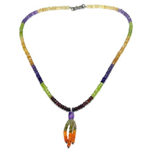 Green Tourmaline Natural, Citrine, Spessartite, Carnelian, Peridot, and Amethyst Necklace
