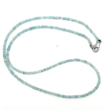 Natural Aquamarine Rondelle Facet Bead Gemstone Necklace Jewelry