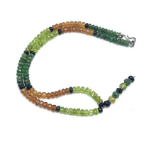 Black Tourmaline Natural, Tsavorite, Peridot, and Spessartite Garnet Necklace