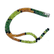 Black Tourmaline Natural, Tsavorite, Peridot, and Spessartite Garnet Necklace