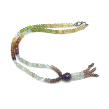 Citrine Natural, Peridot, Aqua, Spessartite, Pink Tourmaline, Blue Topaz, and Amethyst Necklace