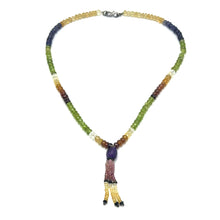 Iolite Natural, Citrine, Peridot, Spessartite, Pink Tourmaline, and Amethyst Necklace