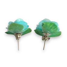 Handmade Earrings Fish Scales Baby Blue Rose Jewelry