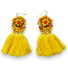 Handmade Earrings Yellow Tassel Bohemian Beads Jewelry