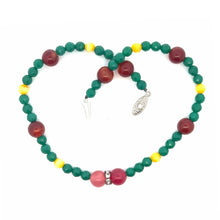 Natural Carnelian Jade Gemstone & Glass Facet Ball Handmade Necklace