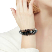 Handmade Brown Coconut Shell Beads Black Onyx Bracelet 7 Inch Artisan Design Wristband