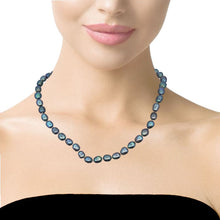 Classic Dark Grey Plain Button Pearl Necklace