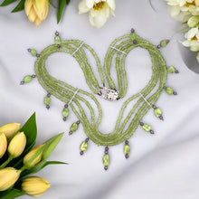 Natural Peridot Multi Layered Station Style Beads Necklace