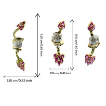 18K Yellow Gold Floral Vine Pendant Earring Natural Round Diamond & Multi Tourmaline Royal Lotus Design Jewellery Set