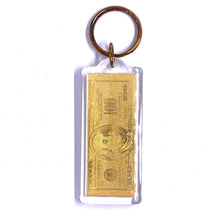 24K Gold Foil Laser 100 Dollar Engraved Keychain in Wealth & Prosperity Souvenir Gift
