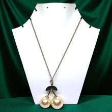 Yellow Gold Plated Leaves Twin Simulated Pearl & Green Created Stones Pendant Necklace – Nature-Inspired Ethnic Jewelry