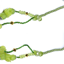 Artistic Multi-Layer Green Beaded Necklace with Simulated Pearls & Carved Floral Accents – Handcrafted Ethnic Jewelry