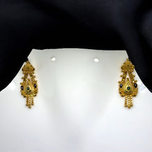 Peacock-Inspired Dangler Pair of Earrings Gold Tone with Pear Motif, Wings & Premium Finish Jewellery